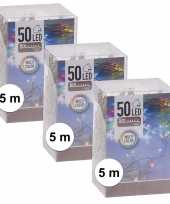 Feest 6x kerstverlichting op batterij gekleurd 50 lampjes