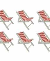 Feest 6x maritieme decoratie strandstoel rood