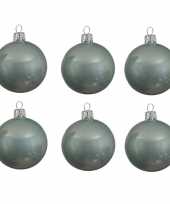 Feest 6x mintgroene glazen kerstballen 6 cm glans