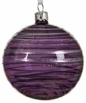 Feest 6x paarse kerstversiering transparante kerstballen van glas 8 cm