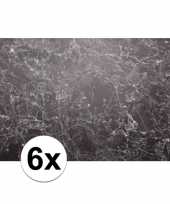 Feest 6x placemat marmer zwart 46 x 30 5 x 0 2 cm