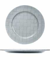 Feest 6x ronde kerstdiner diner onderborden zilver met motief 33 cm