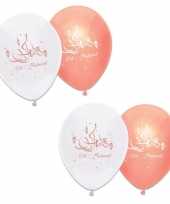Feest 6x stuks ramadan mubarak thema ballonnen wit roze 30 cm