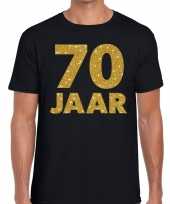 Feest 70 jaar goud glitter verjaardag jubileum kado shirt zwart heren
