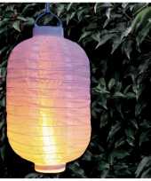 Feest 9x stuks luxe solar lampion lampionnen wit met realistisch vlameffect 20 x 30 cm