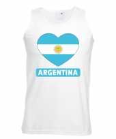 Feest argentinie hart vlag singlet-shirt tanktop wit heren