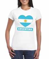 Feest argentinie hart vlag t-shirt wit dames