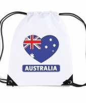 Feest australie hart vlag nylon rugzak wit