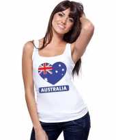 Feest australie hart vlag singlet-shirt tanktop wit dames