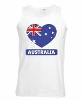Feest australie hart vlag singlet-shirt tanktop wit heren