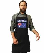 Feest australie vlag barbecueschort keukenschort zwart volwassenen