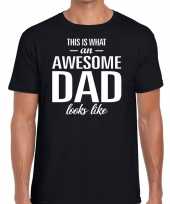 Feest awesome dad tekst t-shirt zwart heren