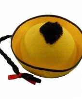 Feest aziatische hoedjes geel voor kinderen