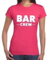 Feest bar crew personeel tekst t-shirt roze dames