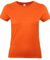 Feest basic dames t-shirt oranje met ronde hals