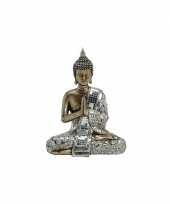 Feest beeld boeddha brons zilver 21 cm
