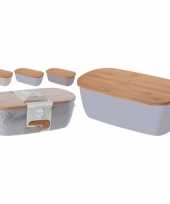 Feest beige broodtrommel met snijplank