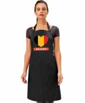 Feest belgie hart vlag barbecueschort keukenschort zwart volwassenen