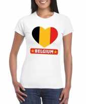Feest belgie hart vlag t-shirt wit dames