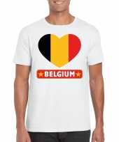 Feest belgie hart vlag t-shirt wit heren