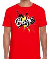 Feest belgie t-shirt spetter rood voor heren