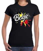 Feest belgie t-shirt spetter zwart voor dames