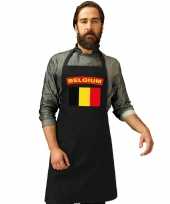 Feest belgie vlag barbecueschort keukenschort zwart volwassenen