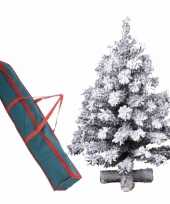 Feest besneeuwde kunst kerstboom op kruispoot 75 cm inclusief opbergzak