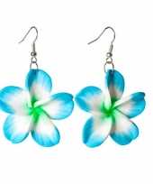 Feest blauwe hawaii bloem oorbellen