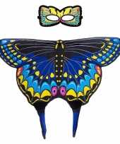 Feest blauwe zwaluwstaart vlinder verkleedset voor meisjes