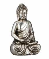 Feest boeddha beeld zilver 42 cm