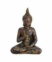 Feest boeddha beeld zwart goud 28 cm van polystone