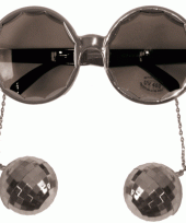 Feest bril zilver discoballen