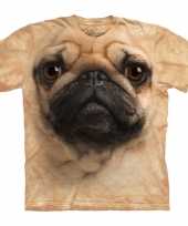 Feest bruin honden t-shirt pug