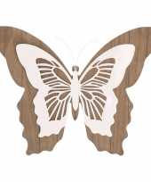 Feest bruin witte houten vlinder 38 cm