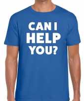Feest can i help you beurs evenementen t-shirt blauw heren