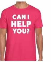 Feest can i help you beurs evenementen t-shirt roze heren