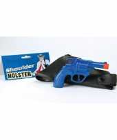 Feest carnaval accessoires pistool blauw 22 cm 10106334