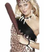 Feest cavewoman ketting armband en oorbellen