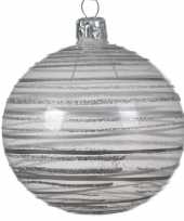 Feest champagne kerstversiering transparante kerstballen van glas 8 cm