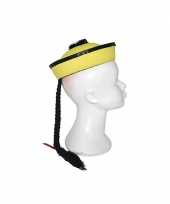 Feest chinese hoed geel met vlecht