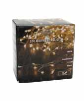 Feest cluster draadverlichting lichtsnoer met 100 lampjes warm wit op batterij 100 cm