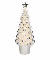 Feest complete kerstboom met ballen en lichtjes zilver 60 cm