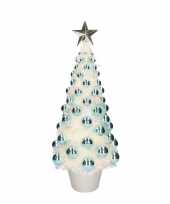 Feest complete mini kunst kerstboom kunstboom blauw met lichtjes 50 cm