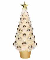 Feest complete mini kunst kerstboom kunstboom goud met lichtjes 40 cm