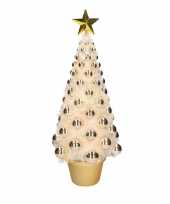 Feest complete mini kunst kerstboom kunstboom goud met lichtjes 50 cm