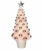 Feest complete mini kunst kerstboom kunstboom zalmroze met lichtjes 40 cm