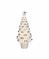 Feest complete mini kunst kerstboom kunstboom zilver met lichtjes 40 cm