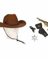 Feest cowboy accessoire set bruin voor volwassenen