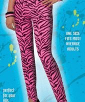 Feest dames legging roze zebra print